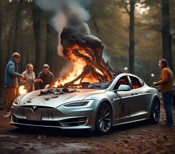 Burning Tesla Meme Template