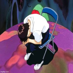 shinji crying in ariel's grotto Meme Template