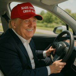 Trump in Tesla Meme Template