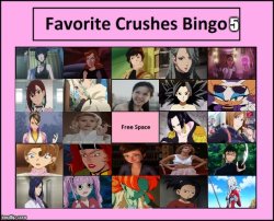 favorite crushes bingo 5 Meme Template