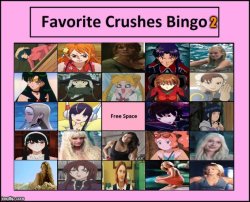 favorite crushes bingo 2 Meme Template
