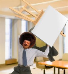 Bob Ross angry throwing easel Meme Template