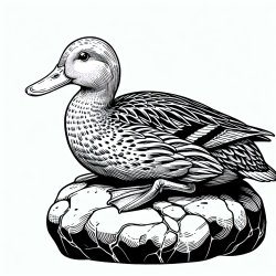 duck siting on a rock Meme Template