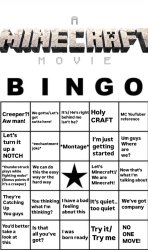 A Minecraft movie bingo Meme Template
