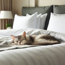 Gato deitado em uma cama arrumada Meme Template