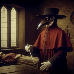 a red plague doctor stabbing a patient Meme Template