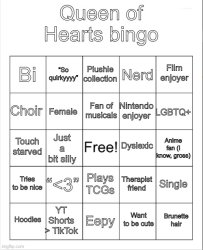 Queen of hearts bingo Meme Template
