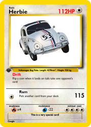 Herbie the Love Bug Pokemon Card Meme Template