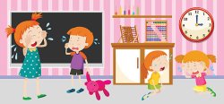 Sad children crying in the classroom illustration Meme Template