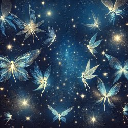 Stars and fairies on dark blue background Meme Template