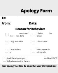Apology Form Meme Template