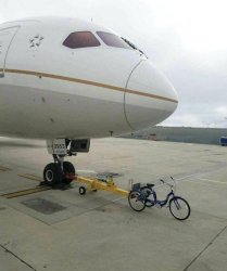 Airplane being pulled by bicycle Meme Template
