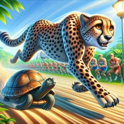 Cheetah in front run faster than turtle in the race Meme Template