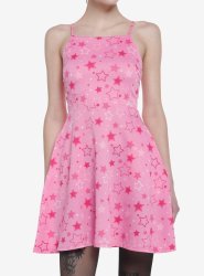 Hot Pink Stars Strappy Tank Dress | Hot Topic Meme Template