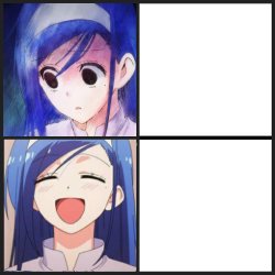 Fumino distressed to happy 2 panel Meme Template