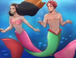 tanjiro and nezuko as merpeople Meme Template