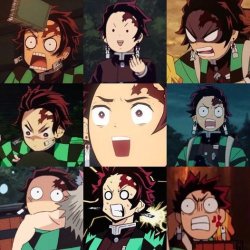 tanjiro faces Meme Template