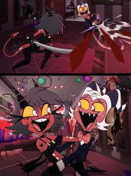 Moxxie and Millie Fight/Hug Meme Template