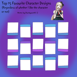 top 15 favorite character designs Meme Template
