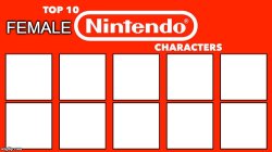 top 10 female nintendo characters Meme Template