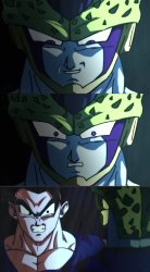 Gohan crashout at cell Meme Template