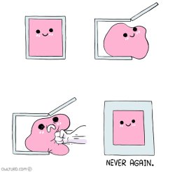 Never again pink bloob Meme Template