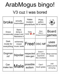 ArabMogus bingo V3 Meme Template