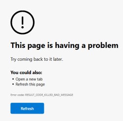 This page is having a problem Meme Template