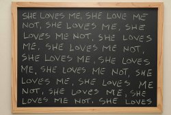 She loves me, she loves me not chalkboard Meme Template
