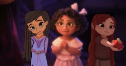 Mirabel, Asha, and Nimona as Kids Meme Template