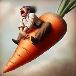 a person sitting on a carrot and screaming in sheer agony Meme Template