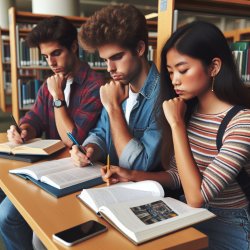 a picture of a student sitting in a library with a mobile phone Meme Template