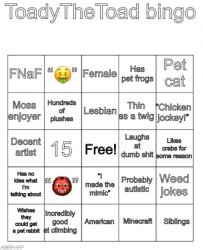ToadyTheToad Bingo Meme Template