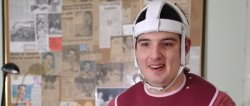 Mentally Challenged young man helmet straps Libhater JPP Meme Template