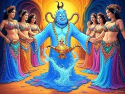 Genie with Lamp & Belly Dancers Meme Template