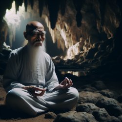 Old philosopher meditating in a cave Meme Template