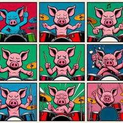 Peppa pig plays drums, 7 panels Meme Template
