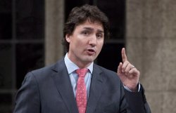 Justin Trudeau pointing up Meme Template
