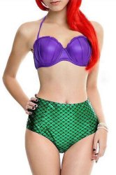 Little Mermaid Ariel Costume Tow Piece Swimsuit Push-up Padded B Meme Template