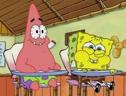 Spongebob and Patrick trying not to laugh Meme Template