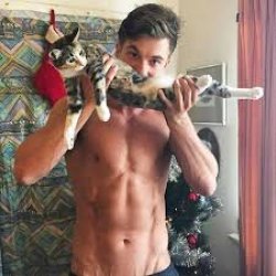 man with cat as moustache Meme Template