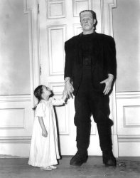 Frankenstein with kid Meme Template