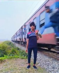 Guy getting kicked Indian Railway Meme Template