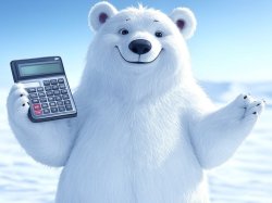 polar bear smiling and holding a calculator Meme Template