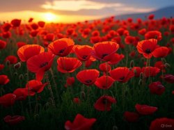 Poppies flowers sunset Meme Template