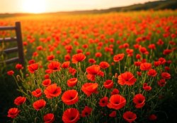 Poppies flowers sunny field Meme Template