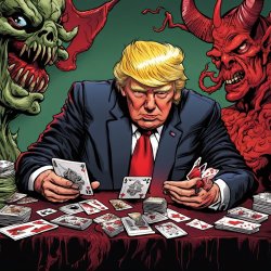 Trump cheating at cards and losing to the Devil anyway Meme Template