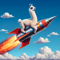 Llama on a rocket Meme Template