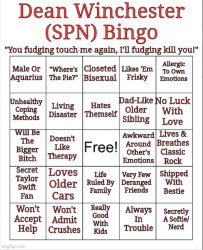 Dean Winchester Bingo Meme Template