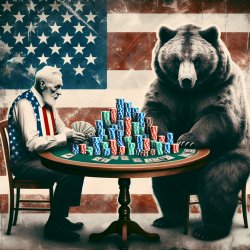Uncle Sam play poker with the Russian bear Meme Template